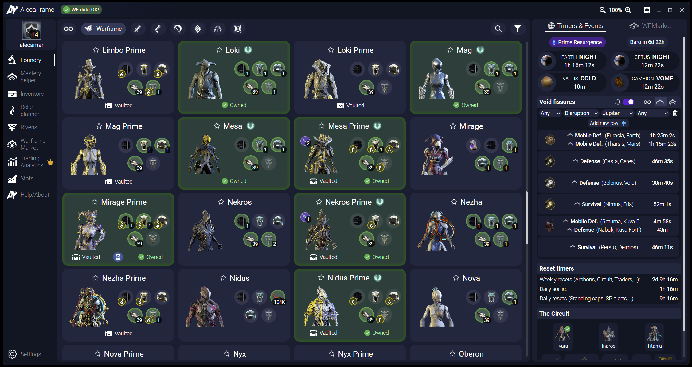 Aleca frame warframe